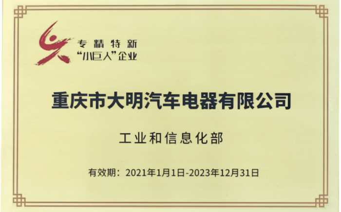 CQDM was awarded the title of national 'little giant' enterprise, which is specialized, refined, special and innovative.